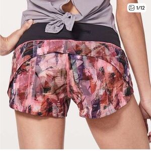 lululemon athletica Pink and Black run times Shorts